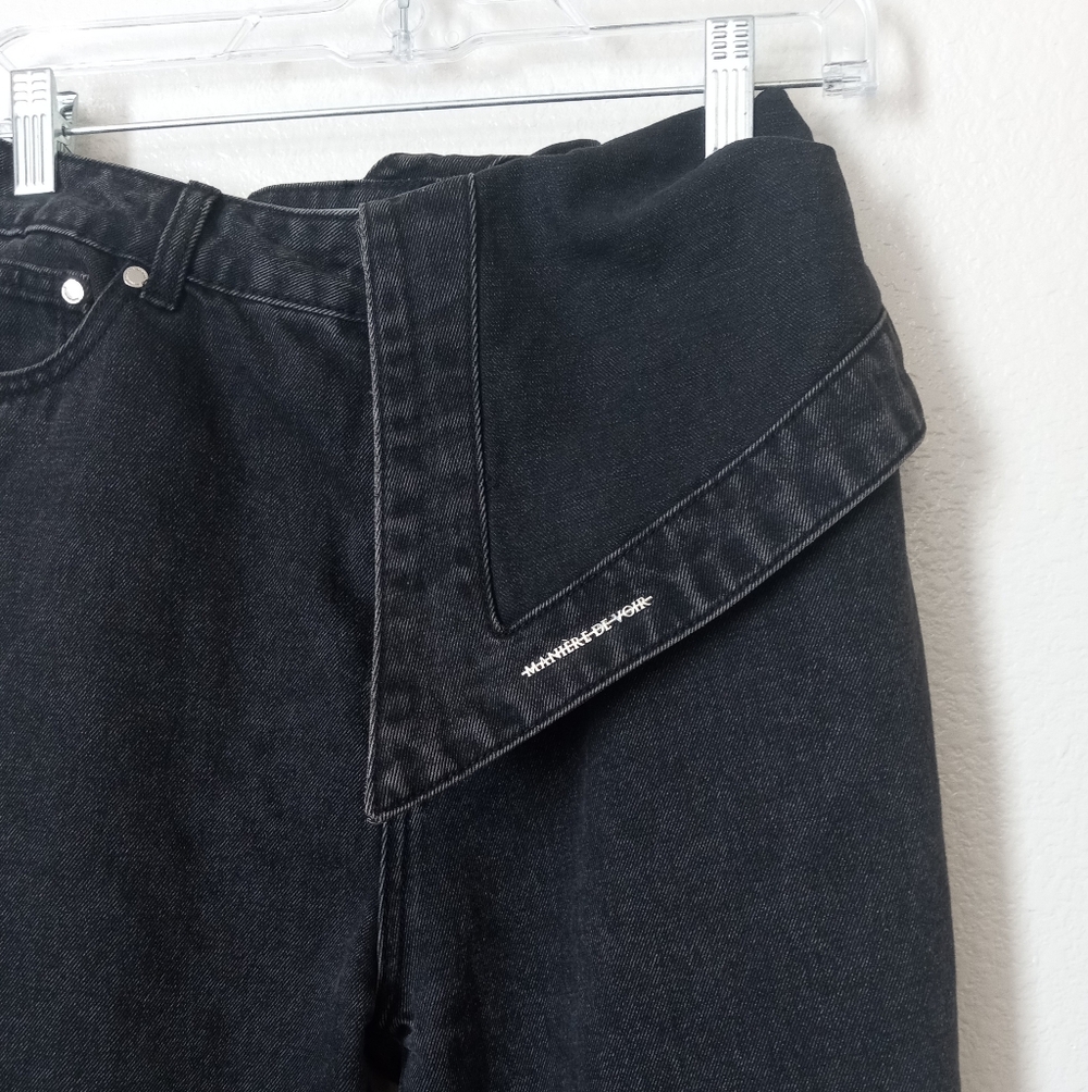 Maniere De Voir Half Foldover Mom Jeans in Washed Black Size 8 - Picture 8 of 10